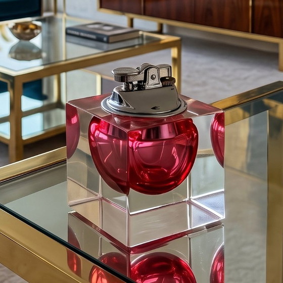 Encendedor de mesa Flavio Poli Murano Sommerso de cristal, década de 1960. Hecho en Italia. (photo 3 of 9)