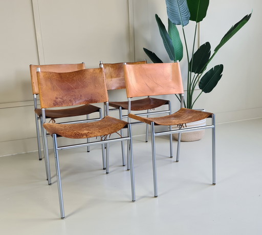 4 x harness leather chairs Martin Visser for T Spectrum