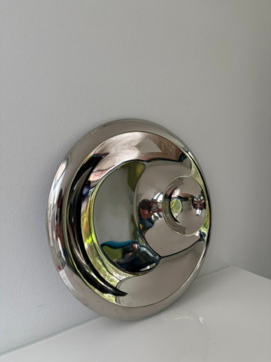 Sculpturale Hoogglans RVS Schaal – Space Age Design – Schalen (photo 7 of 13)