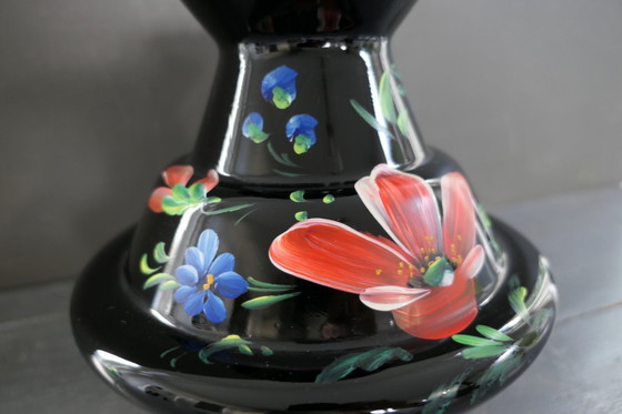 Image 1 of Art Deco Booms jarrón de cristal negro