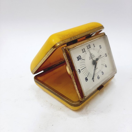 Image 1 of Vintage Rare Travel Mechanical Alarm Clock Aradora, 8 Ruby Jewels