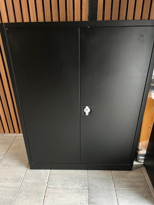 Two sturdy filing cabinets, metal, anthracite