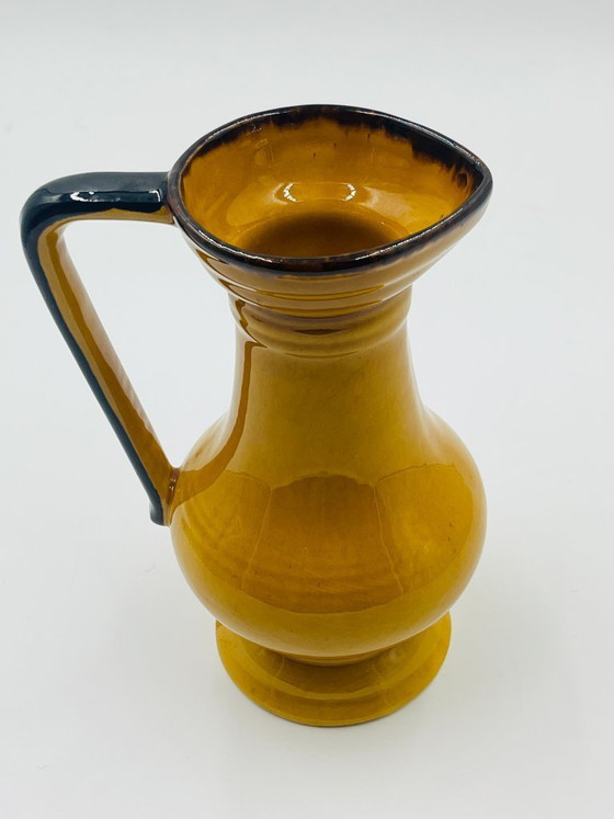 Image 1 of Pair of Vintage Coulobres Ochre Ceramic Vases
