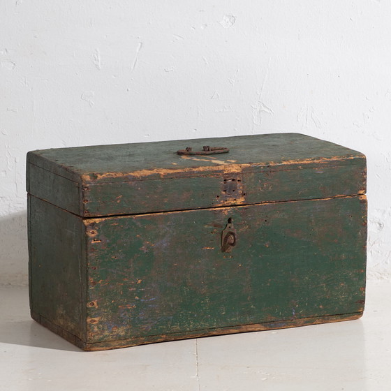 Antique green antique military chest (c.1910) #1 – Chest of drawers, Rustic (photo 8 of 22)