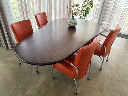 Table de salle à manger en forme d'œuf 250x150cm Chêne tabac – eetkamerset, Wood (photo 2 of 9)