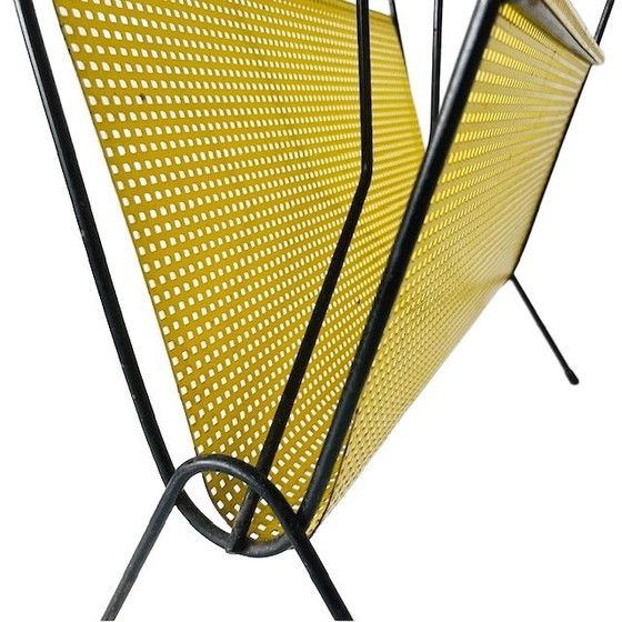 Image 1 of Porte-revues vintage Pilastro, style pop art, en métal jaune et noir, années 1950