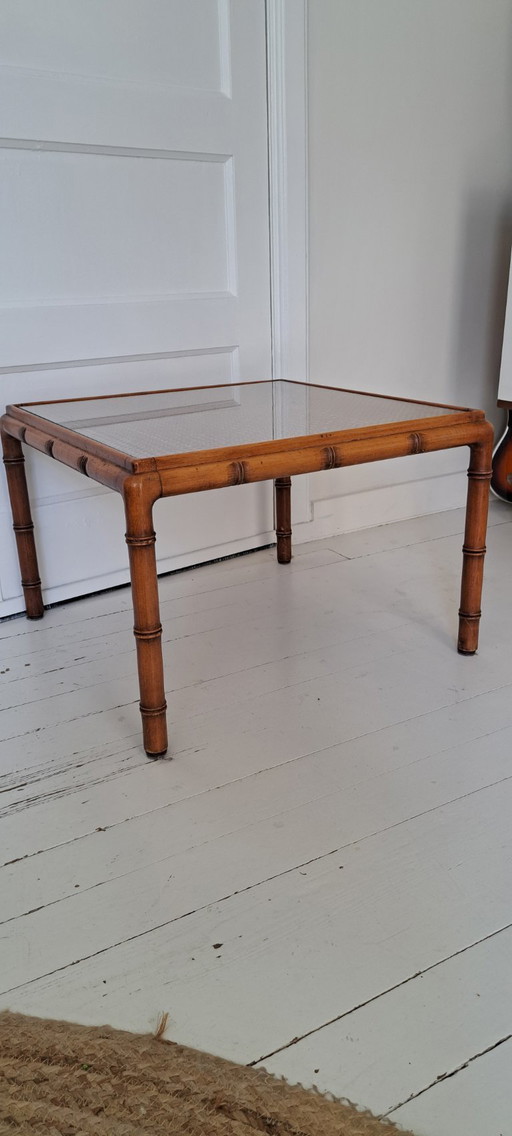 Webbing Faux Bamboo Table 1970s