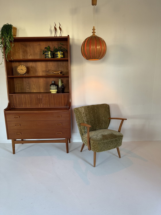 Image 1 of Lampada a sospensione vintage in legno a doghe anni '60