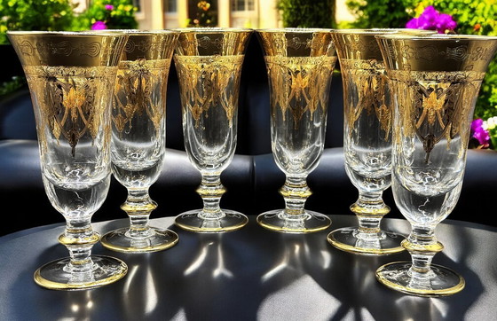 Image 1 of SC Line Art Glassware – Set of 6 crystal glasses decorated in 24k gold 