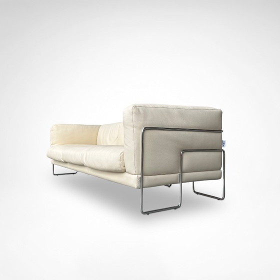 Pen Club 3-zitsbank van Kwok Hoi Chan voor Steiner Frankrijk, jaren 80. – 3-5 zitsbanken, Leather, Metal (photo 3 of 13)