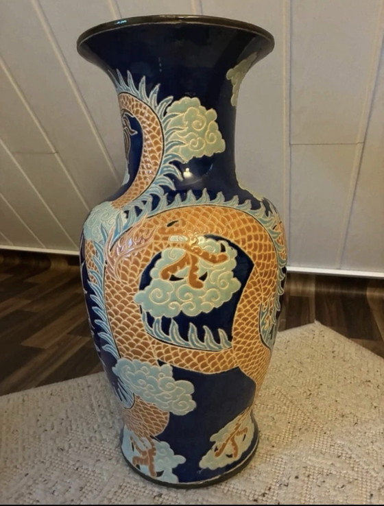 Vintage grote vloervaas draken decor – Vazen, Keramiek (photo 5 of 6)