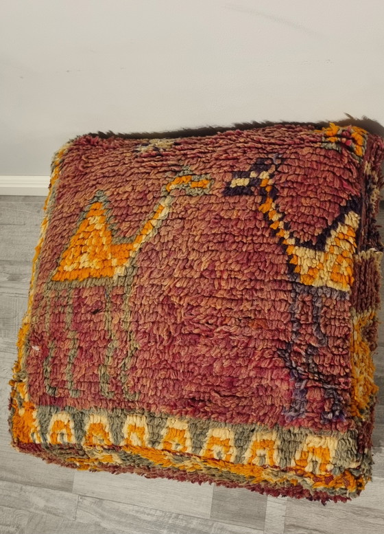 Image 1 of Pouf Vintage Camel,Pouf Marocain En Laine Véritable