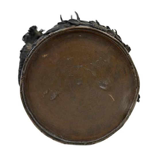 Antichi Vasi giapponesi Meiji Drago – Firmati 'Dai Nippon' – Bronzo Sawari (Coppia) – Bronze (photo 6 of 10)