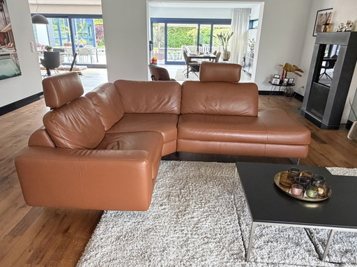 ROM cognac leather corner sofa 270x210 with reclining function (2023)