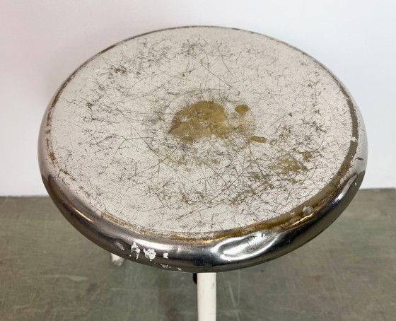 Image 1 of White Industrial Iron Stool, 1960s