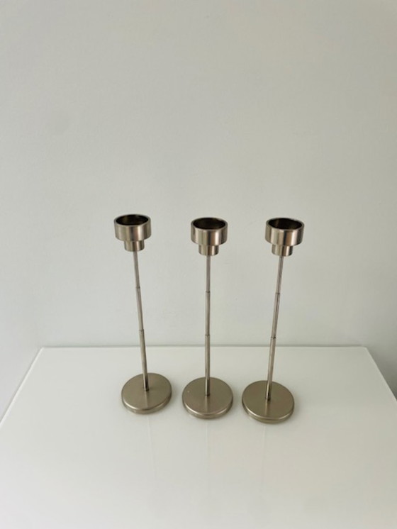 Image 1 of Set di 3 candelieri regolabili in acciaio inox