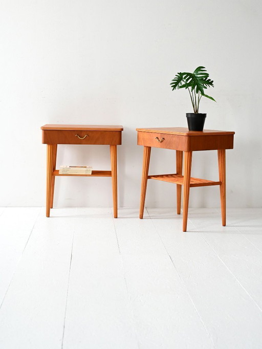 Comodini danesi anni '40/'50 in mogano e betulla