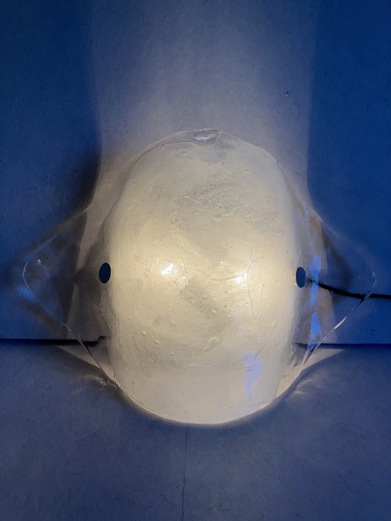 Image 1 of Carlo Nason per Kalmar Franken Lampada da parete vintage in vetro ghiacciato