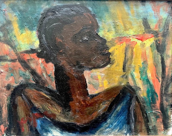 Portrait expressionniste sur panneau – vers 1950–1965 – Peintures et dessins, Wood, Canvas (photo 3 of 5)
