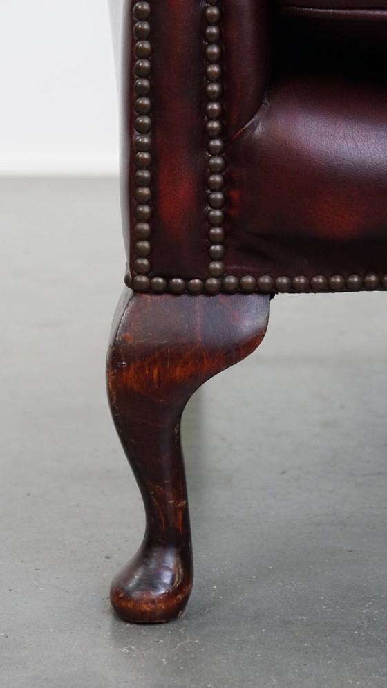 Image 1 of Sedia chesterfield inglese in pelle di manzo con ampia seduta
