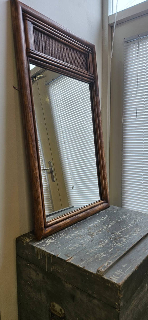 Image 1 of Holzspiegel mit Rattandetails