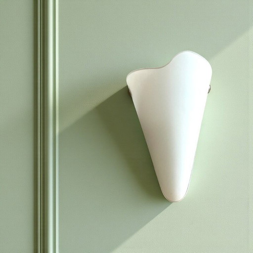 Minimalist white frosted glass triangular conical wall sconce lamp