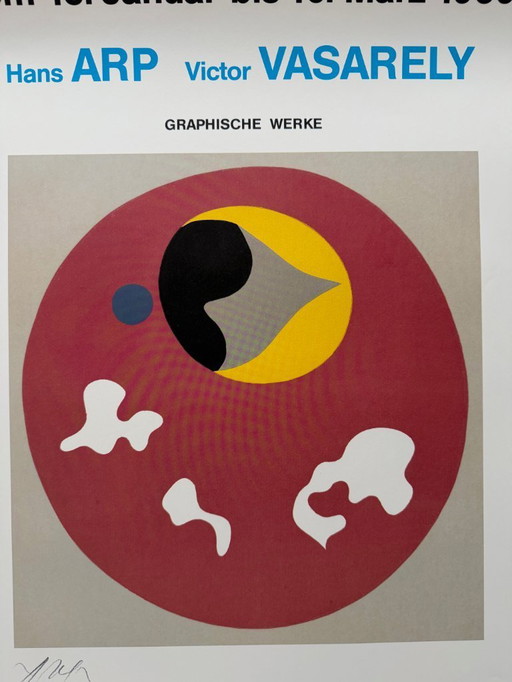 Hans Arp, cartel de la exposición de 1989, Galerie Raphael Westend "Hans ARP Victor VASARELY"