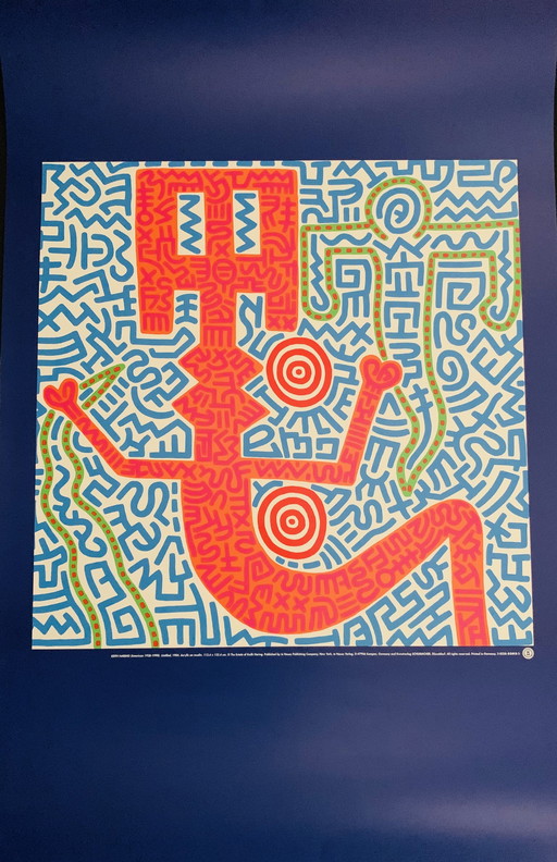 Keith Haring : "Blue, 1984". Lithographie offset en excellent état.