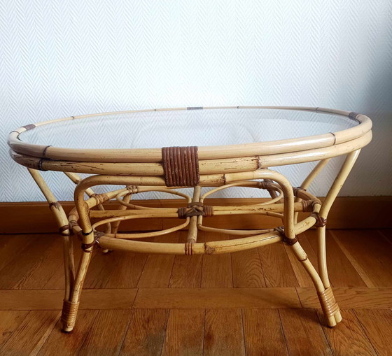 Image 1 of Vintage Wicker Coffee Table 1970