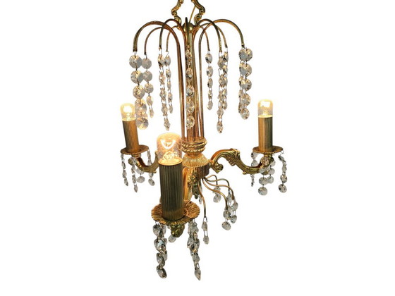 Image 1 of Lampadario - Stile Impero - 'Cascata' - ottone - terzo quarto del XX secolo