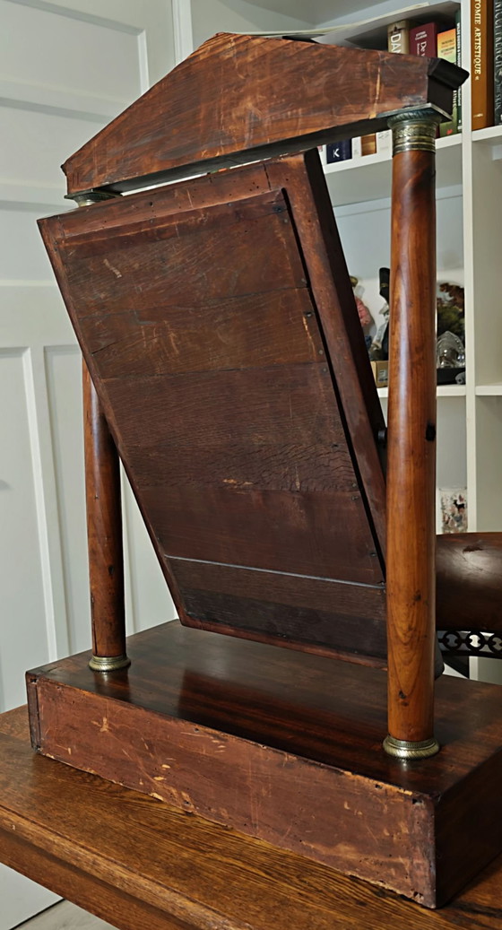 Specchio da toeletta / Specchio da tavolo antico Impero in mogano con cassetto (ca. 1820–1830) – 80 cm (photo 15 of 15)