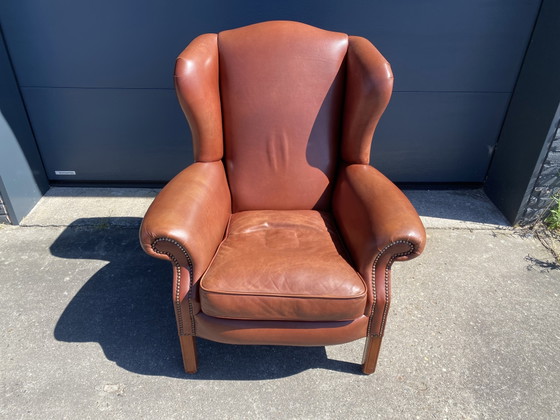 Cognac Bendic Wing Armchair – Leather, Wood (photo 5 of 7)