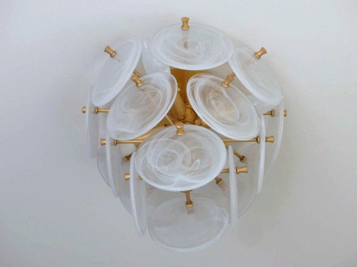 Plafonnier " Loire " Medium doré & verre strié blanc by VISUAL COMFORT design Aerin Lauder