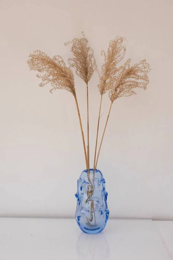 Image 1 of Vase vintage en cristal moderne bleu pâle par Börne Augustsson pour Åseda