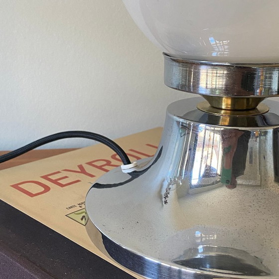 Image 1 of Vintage Murano glazen bollamp van Mazzega met verchroomd metalen frame