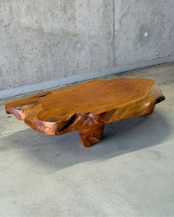 Image 1 of Vintage brutalist wabi sabi wortelnoten salontafel