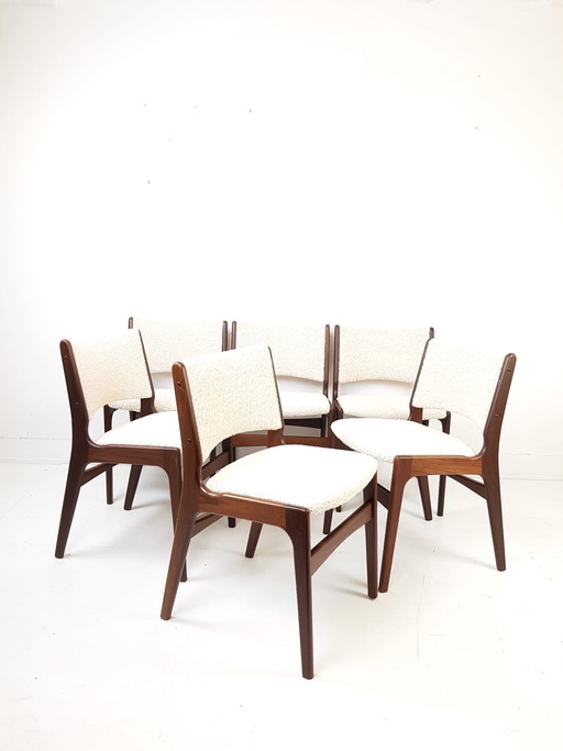 6 Erik Buch Aastrup eetkamer stoelen nieuw gestoffeerd Deens