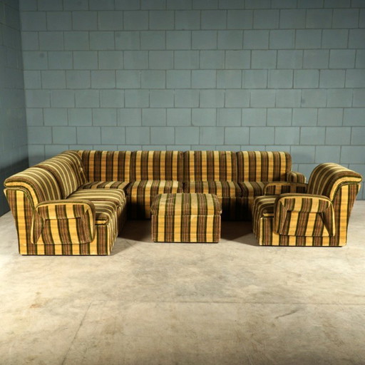 Mid-century modular seating area/seating group – velvet – 1970s