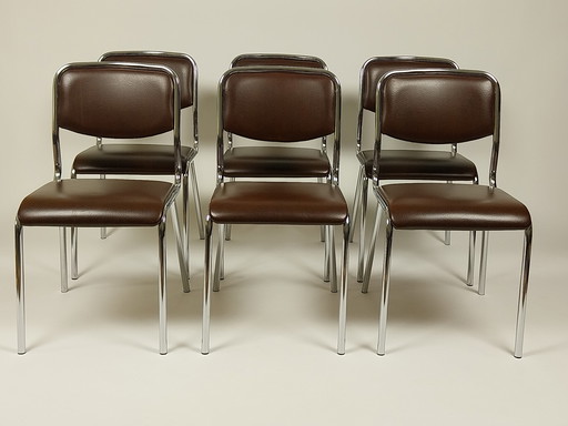 6 x Vintage Chairs in Skai Leather, 1970s