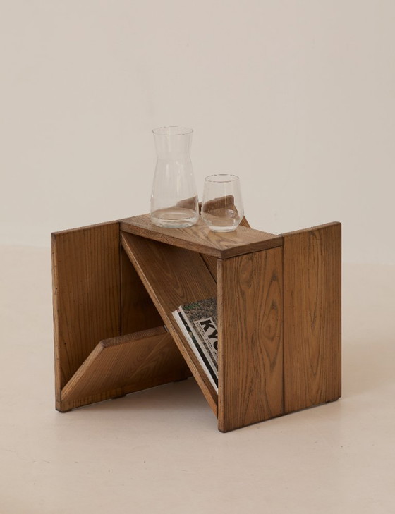 Image 1 of Tavolino/portariviste in olmo massello di Alain Ladroit per Maison Regain, vintage, circa 1980