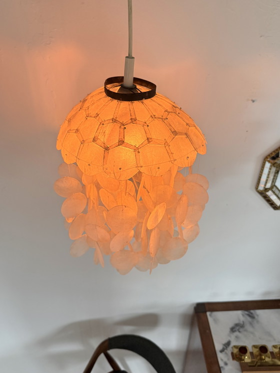 Image 1 of Vintage Capiz shell pendant lamp, Honsel ‘70