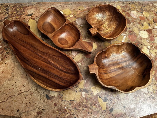 Set of 4 Vintage Wooden Bowls