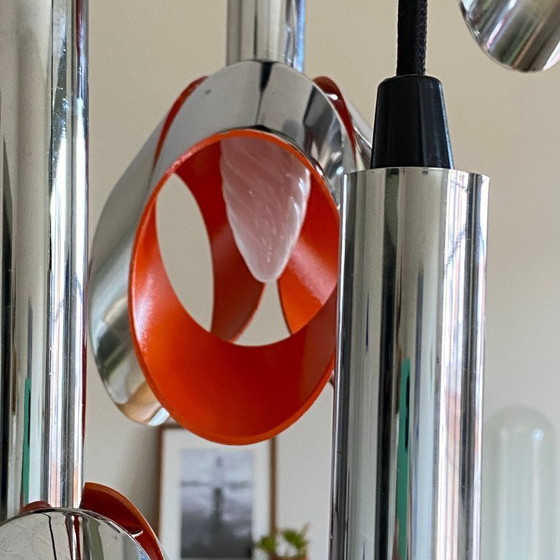Image 1 of Suspension cascade en acier inox lustre 1970 Raak 