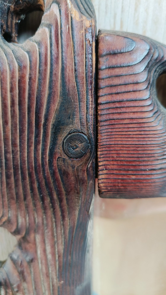 Image 1 of Brutalist vintage hand gesneden Zwarte woud spiegel