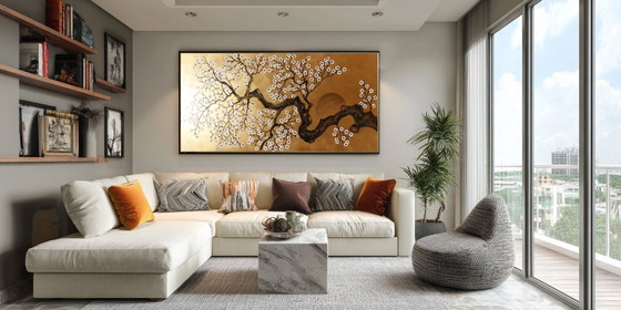 Sakura J522 - Groot Origineel Schilderij – Schilderijen & Tekeningen, Canvas (photo 8 of 18)