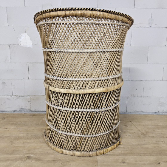 Image 1 of Vintage geweven Rotan / Rattan Stoel / luie bohemian stoel ( lazy Rotan chair )