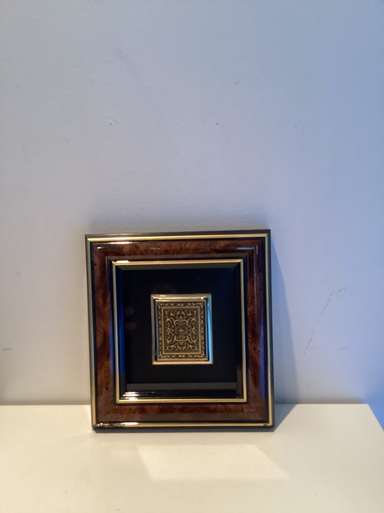 Set of 2 Vintage Damasquinado Toledo (Anframa) - Framed 24K Gold., Art, Glass, Black (photo 5 of 9)