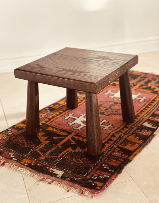 Taburete brutalista de madera, mesa auxiliar para plantas, Japandi