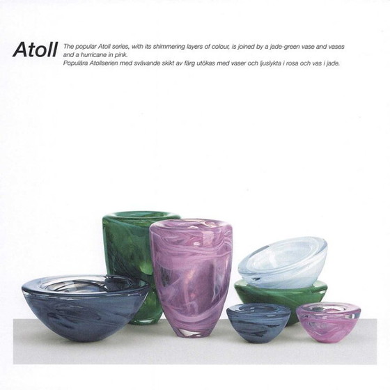 Image 1 of Mid-Century Large Blue Swirl Glass Bowl Atoll by Anna Ehrner for Kosta Boda / Sweden / 1990s