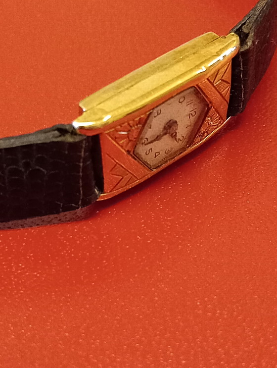 Image 1 of Art-deco uurwerk 18kt goud 